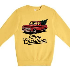 Red Pickup Truck Christmas Tree Premium Crewneck Sweatshirt