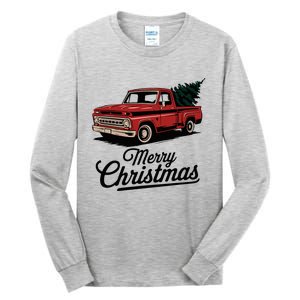 Red Pickup Truck Christmas Tree Tall Long Sleeve T-Shirt