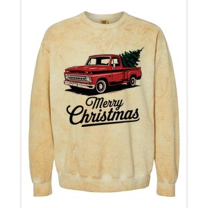 Red Pickup Truck Christmas Tree Colorblast Crewneck Sweatshirt