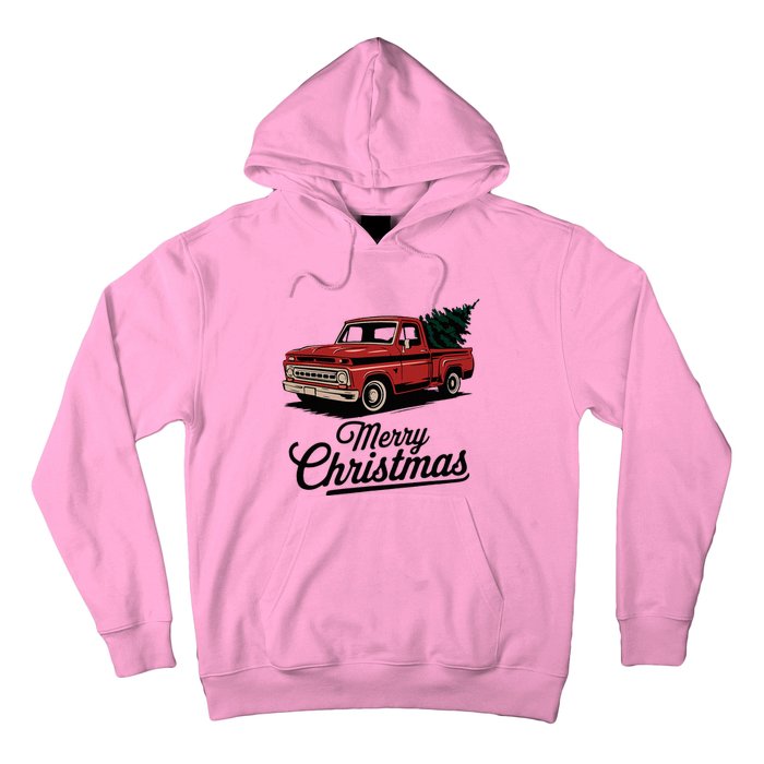 Red Pickup Truck Christmas Tree Hoodie