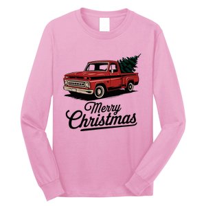 Red Pickup Truck Christmas Tree Long Sleeve Shirt