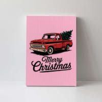 Red Pickup Truck Christmas Tree Canvas