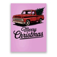 Red Pickup Truck Christmas Tree Poster