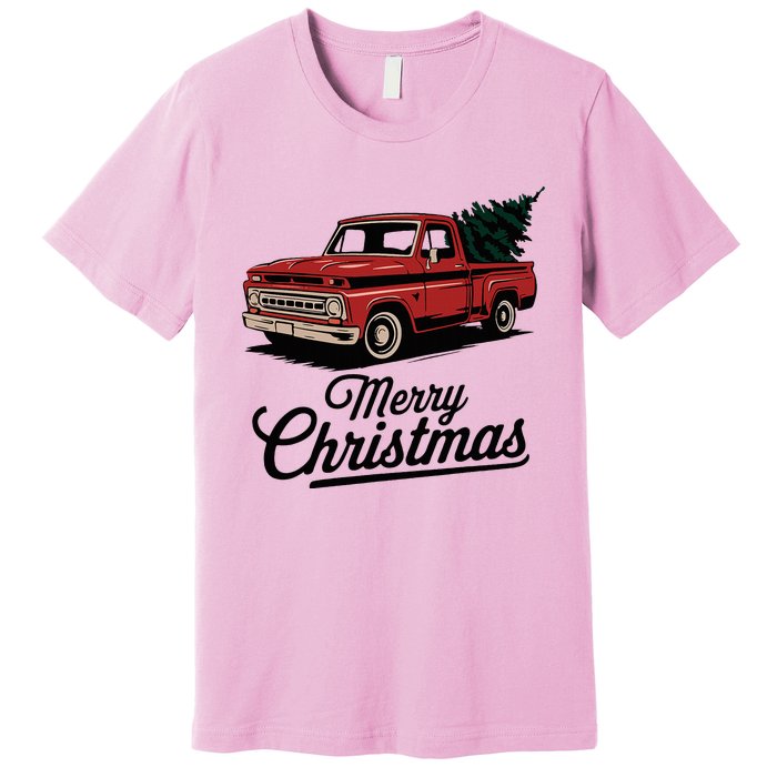 Red Pickup Truck Christmas Tree Premium T-Shirt