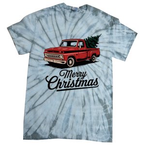 Red Pickup Truck Christmas Tree Tie-Dye T-Shirt