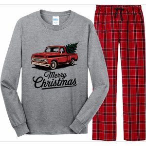 Red Pickup Truck Christmas Tree Long Sleeve Pajama Set