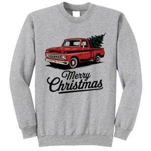 Red Pickup Truck Christmas Tree Tall Sweatshirt