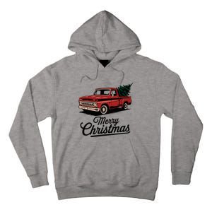 Red Pickup Truck Christmas Tree Tall Hoodie