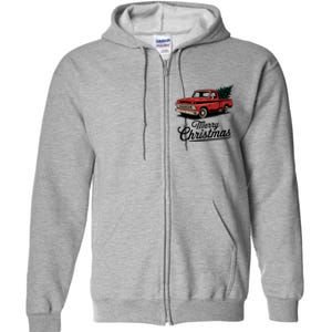 Red Pickup Truck Christmas Tree Full Zip Hoodie