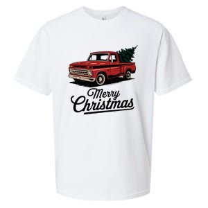 Red Pickup Truck Christmas Tree Sueded Cloud Jersey T-Shirt