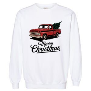 Red Pickup Truck Christmas Tree Garment-Dyed Sweatshirt