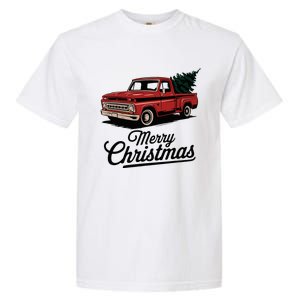 Red Pickup Truck Christmas Tree Garment-Dyed Heavyweight T-Shirt