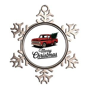 Red Pickup Truck Christmas Tree Metallic Star Ornament