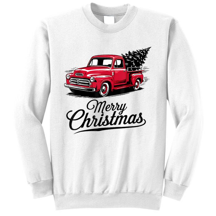 Red Pickup Truck Christmas Tree Vintage Christmas Sweatshirt