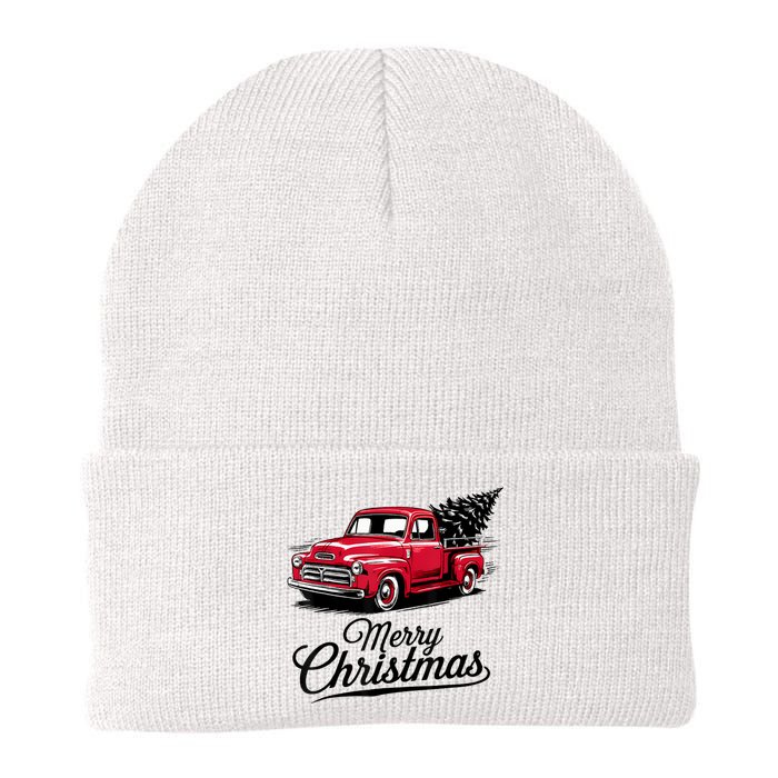 Red Pickup Truck Christmas Tree Vintage Christmas Knit Cap Winter Beanie