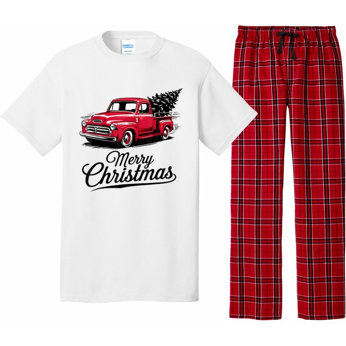 Red Pickup Truck Christmas Tree Vintage Christmas Pajama Set