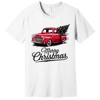 Red Pickup Truck Christmas Tree Vintage Christmas Premium T-Shirt