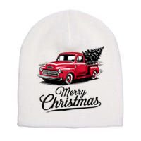 Red Pickup Truck Christmas Tree Vintage Christmas Short Acrylic Beanie