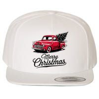 Red Pickup Truck Christmas Tree Vintage Christmas Wool Snapback Cap