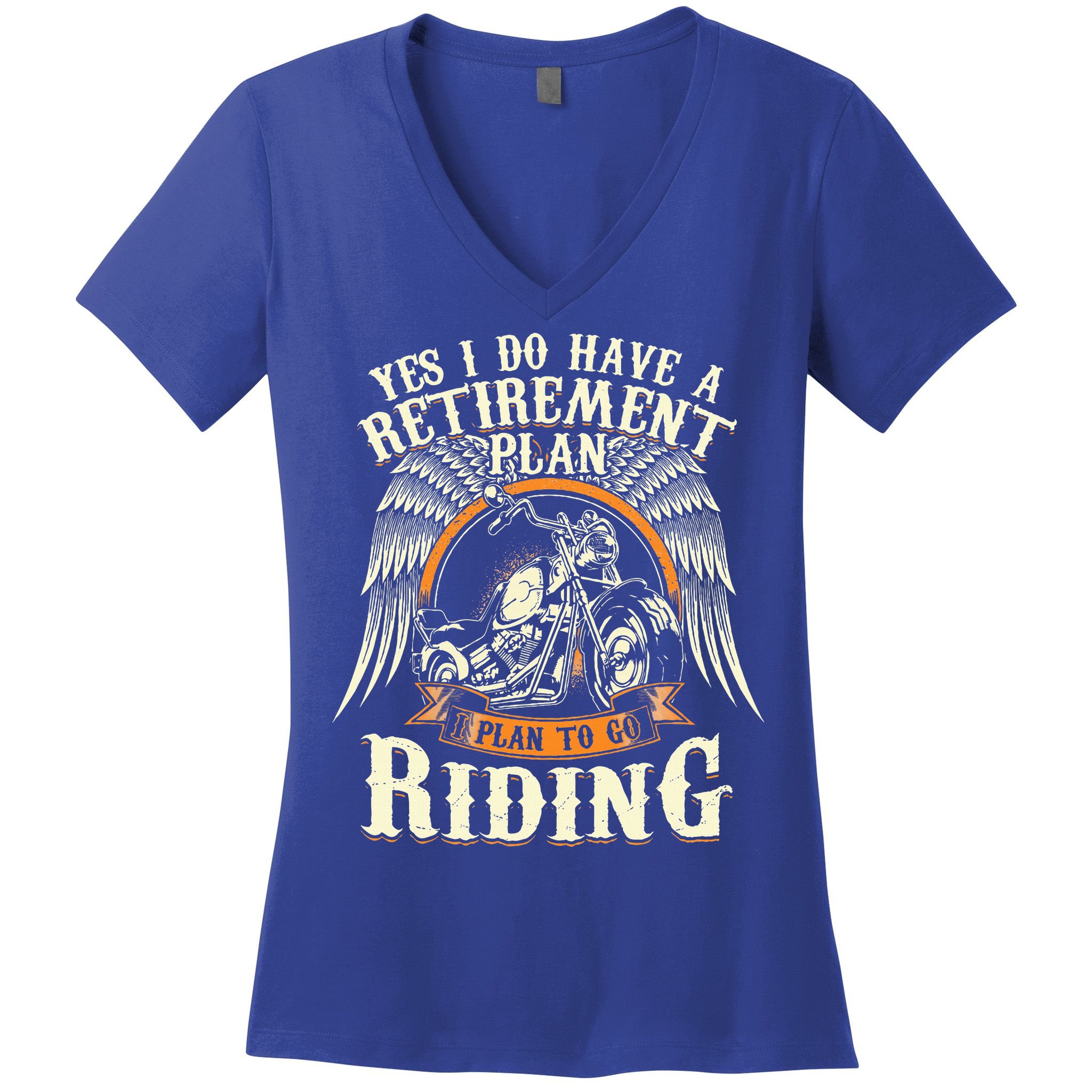 Retirement Plan To Go Riding Gift Motorcycle Riders Biker Women's V-Neck T-Shirt