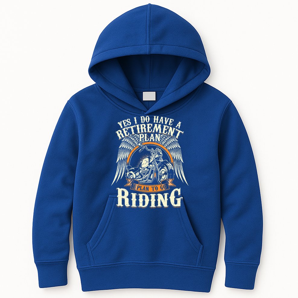 Retirement Plan To Go Riding Gift Motorcycle Riders Biker Kids Hoodie