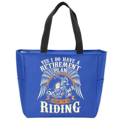 Retirement Plan To Go Riding Gift Motorcycle Riders Biker Zip Tote Bag