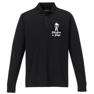 Ron Paul Taxation Is Theft Libertarian Ancap Freedom Liberty Performance Long Sleeve Polo