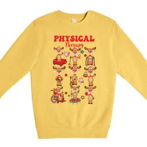 Retro Physical Therapy Christmas Reindeers Pt Gift Premium Crewneck Sweatshirt