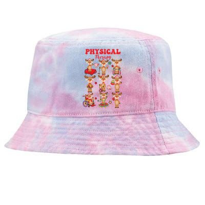 Retro Physical Therapy Christmas Reindeers Pt Gift Tie-Dyed Bucket Hat