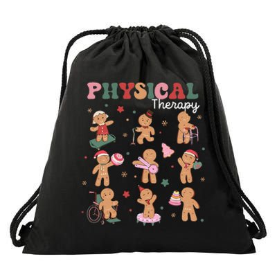 Retro Physical Therapy Gingerbread Christmas PT Funny Xmas Drawstring Bag