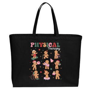 Retro Physical Therapy Gingerbread Christmas PT Funny Xmas Cotton Canvas Jumbo Tote