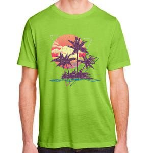 Retro Palm Trees Beach Sunset Tropical Summer Adult ChromaSoft Performance T-Shirt