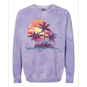 Retro Palm Trees Beach Sunset Tropical Summer Colorblast Crewneck Sweatshirt