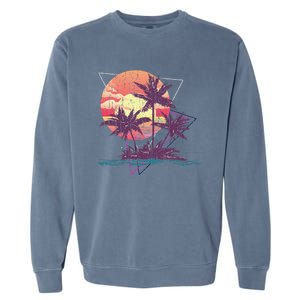 Retro Palm Trees Beach Sunset Tropical Summer Garment-Dyed Sweatshirt