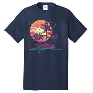 Retro Palm Trees Beach Sunset Tropical Summer Tall T-Shirt