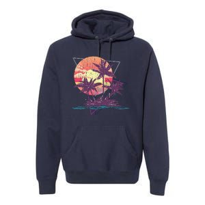 Retro Palm Trees Beach Sunset Tropical Summer Premium Hoodie