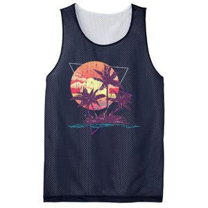 Retro Palm Trees Beach Sunset Tropical Summer Mesh Reversible Basketball Jersey Tank