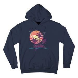 Retro Palm Trees Beach Sunset Tropical Summer Tall Hoodie