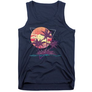 Retro Palm Trees Beach Sunset Tropical Summer Tank Top