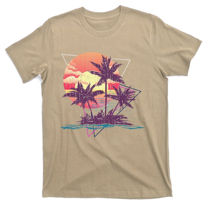 Retro Palm Trees Beach Sunset Tropical Summer T-Shirt