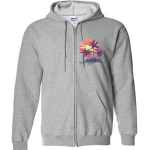 Retro Palm Trees Beach Sunset Tropical Summer Full Zip Hoodie