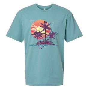 Retro Palm Trees Beach Sunset Tropical Summer Sueded Cloud Jersey T-Shirt