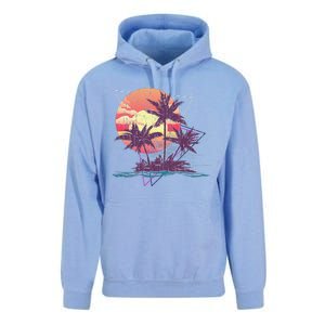 Retro Palm Trees Beach Sunset Tropical Summer Unisex Surf Hoodie