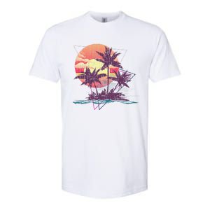 Retro Palm Trees Beach Sunset Tropical Summer Softstyle CVC T-Shirt