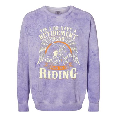 Retirement Plan To Go Riding Gift Motorcycle Riders Biker Colorblast Crewneck Sweatshirt