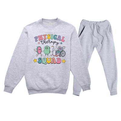 Retro Physical Therapy PT Squad Pediatric Physical Therapist Premium Crewneck Sweatsuit Set