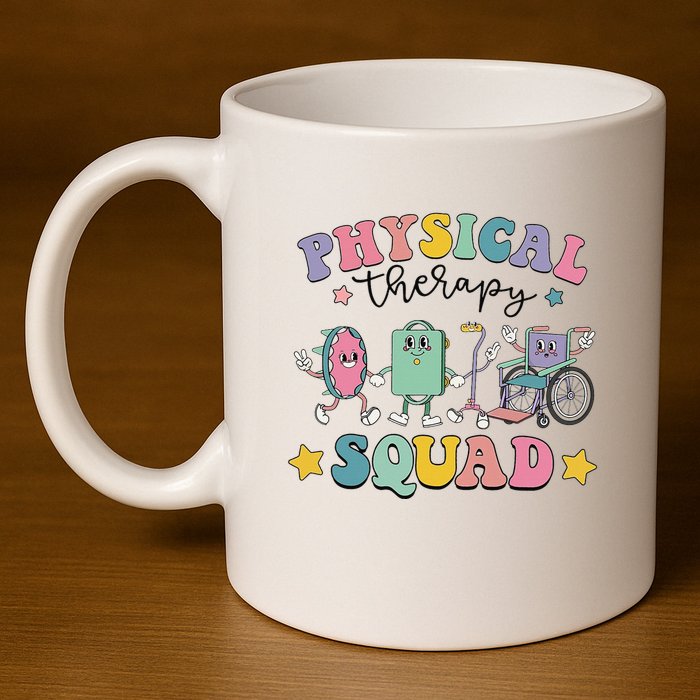Retro Physical Therapy PT Squad Pediatric Physical Therapist 11oz C Handle Ceramic Mug