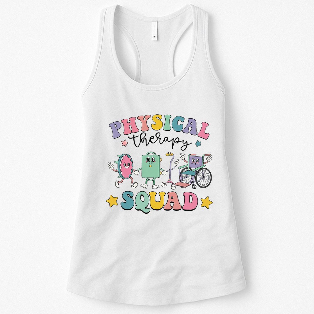 Retro Physical Therapy PT Squad Pediatric Physical Therapist Womens Tank Top
