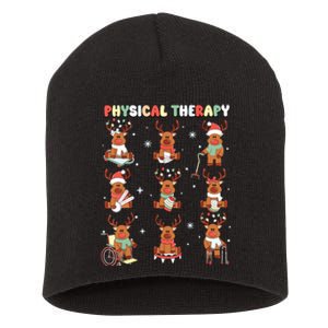 Reindeer Physical Therapy Pt Physical Therapist Christmas Short Acrylic Beanie