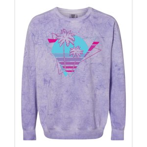 Retro Palm Tree Tropical Sunset Colorblast Crewneck Sweatshirt